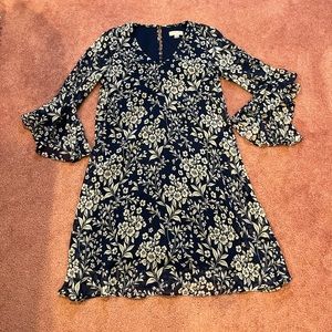 Calvin Klein Navy and White Floral A-Line Dress